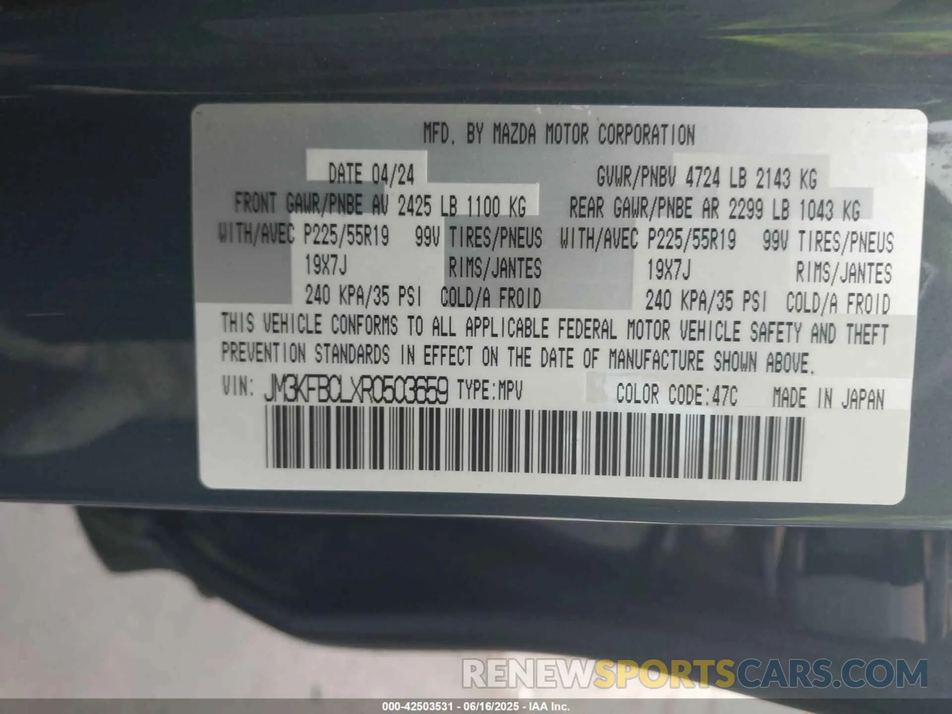 9 Photograph of a damaged car JM3KFBCLXR0503659 MAZDA CX-5 2024