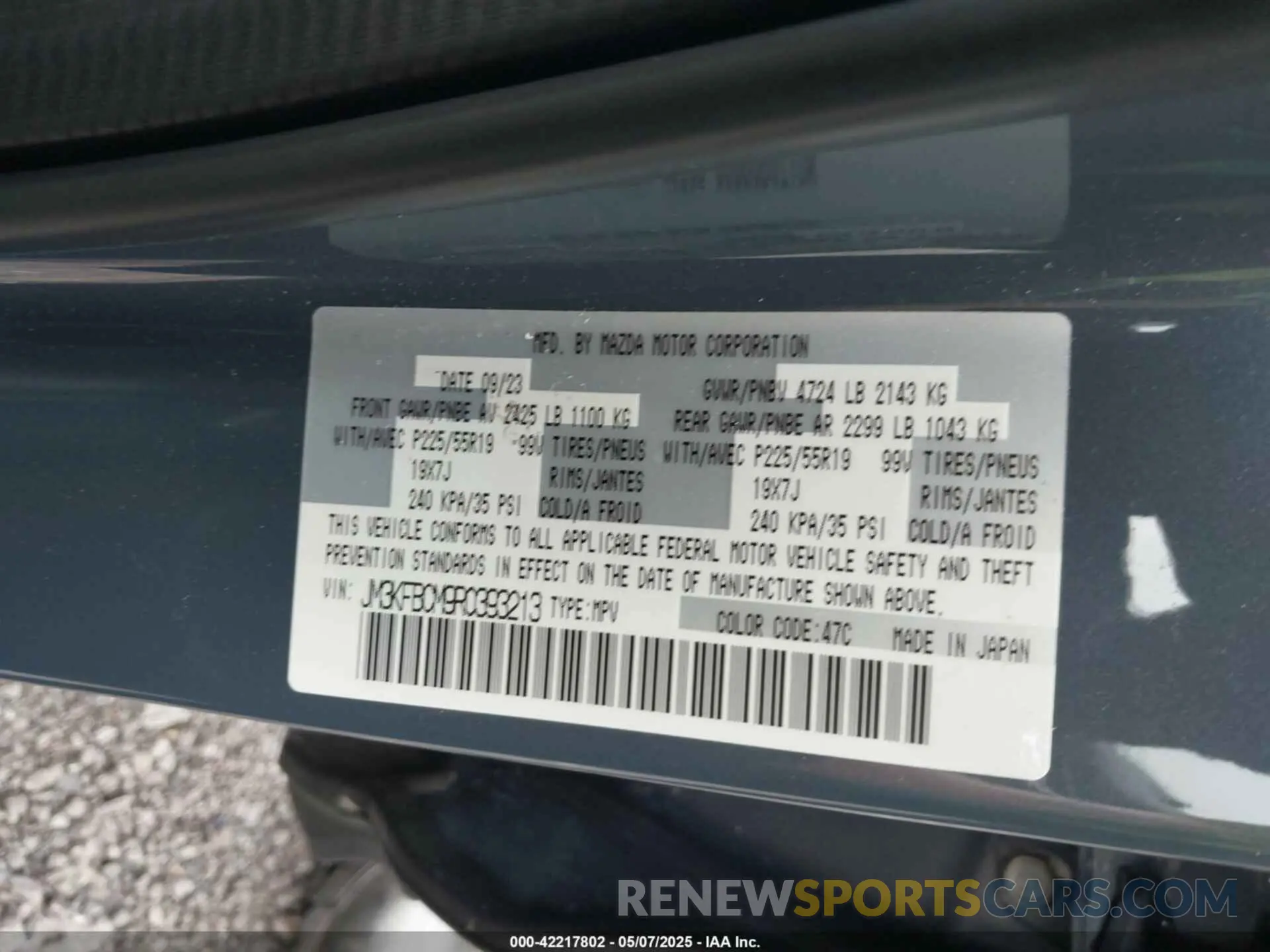 9 Photograph of a damaged car JM3KFBCM9R0393213 MAZDA CX-5 2024