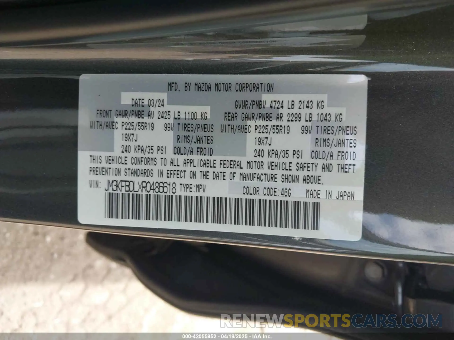9 Photograph of a damaged car JM3KFBDLXR0486618 MAZDA CX-5 2024