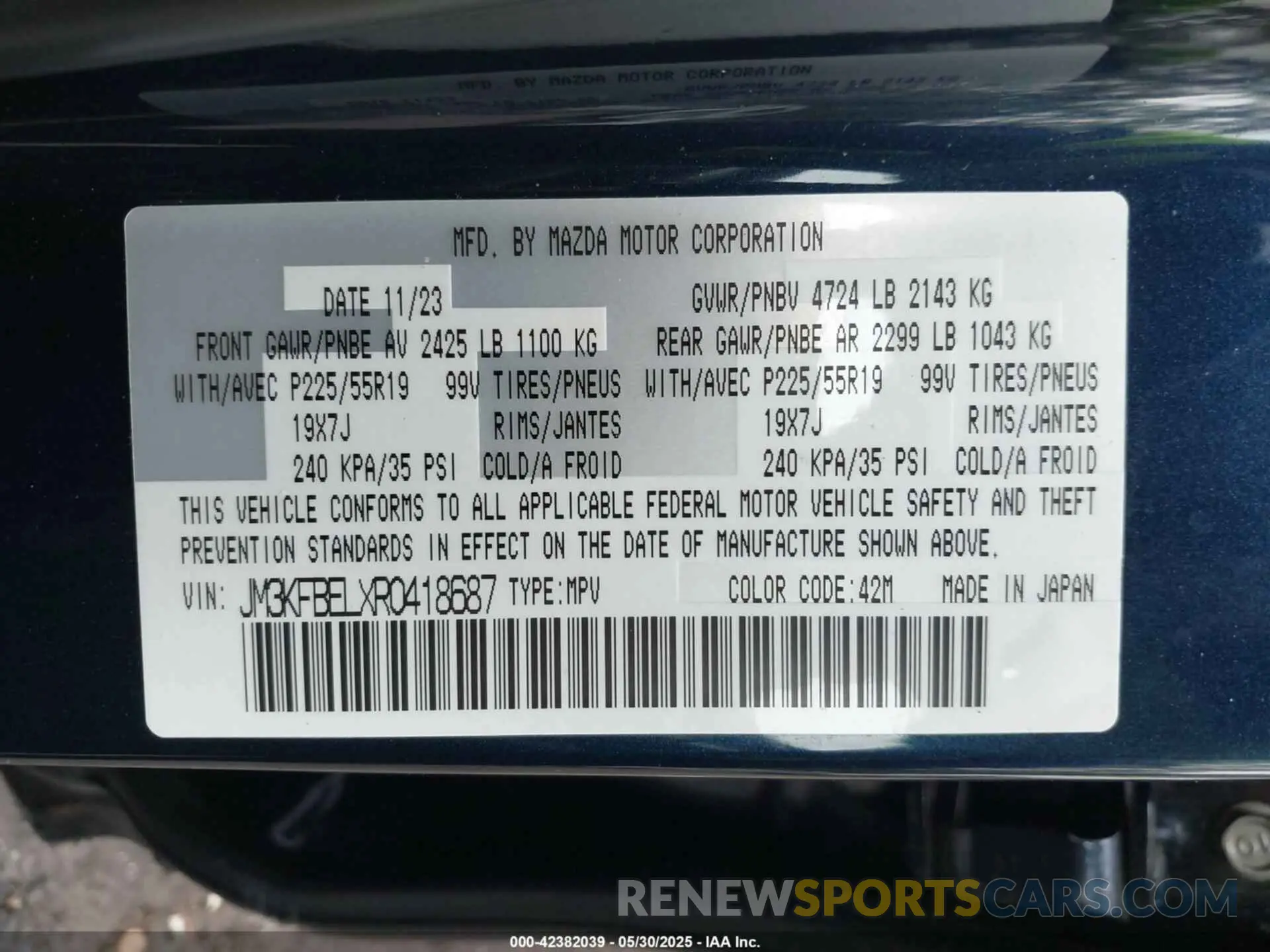 9 Photograph of a damaged car JM3KFBELXR0418687 MAZDA CX-5 2024