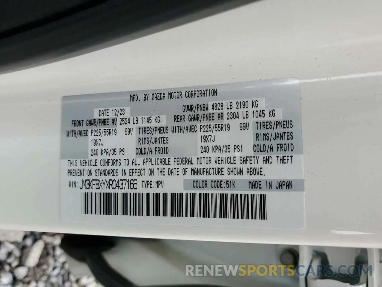 14 Photograph of a damaged car JM3KFBXYXR0437166 MAZDA CX-5 2024