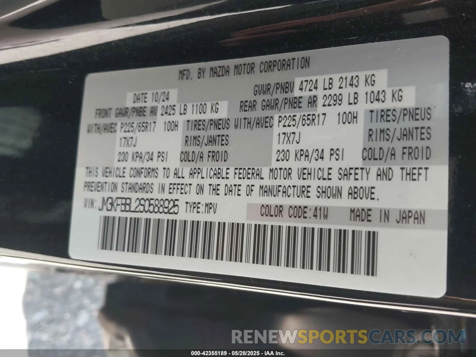 9 Photograph of a damaged car JM3KFBBL2S0588925 MAZDA CX-5 2025