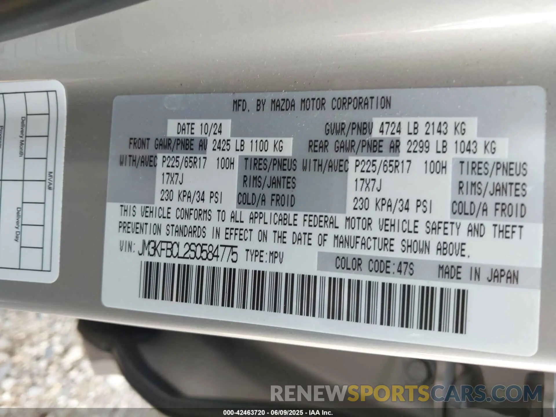 9 Photograph of a damaged car JM3KFBCL2S0584775 MAZDA CX-5 2025