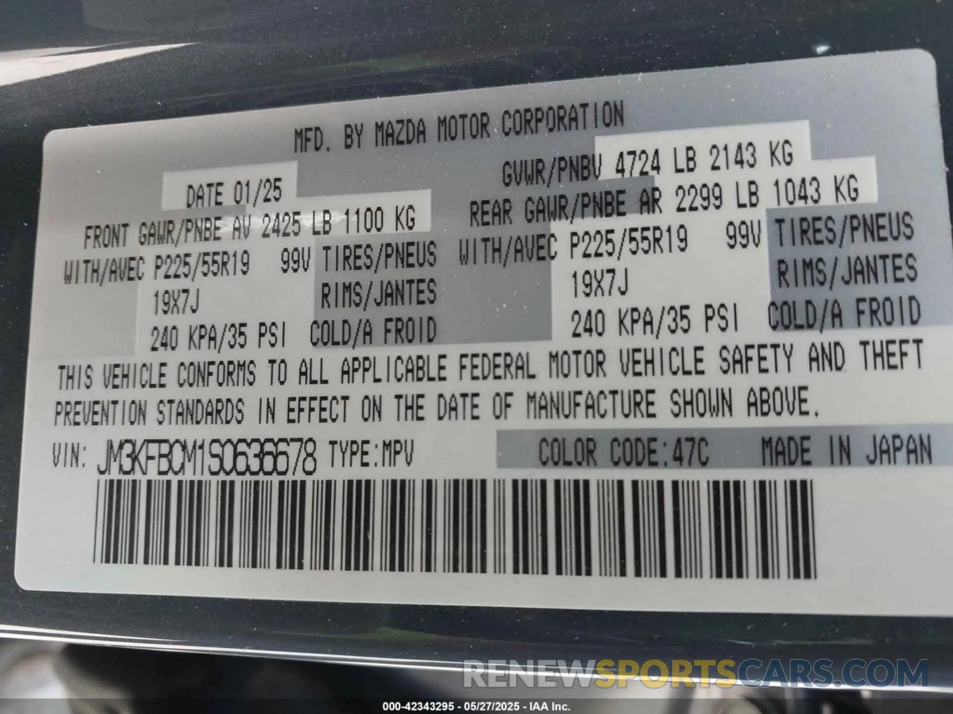 9 Photograph of a damaged car JM3KFBCM1S0636678 MAZDA CX-5 2025
