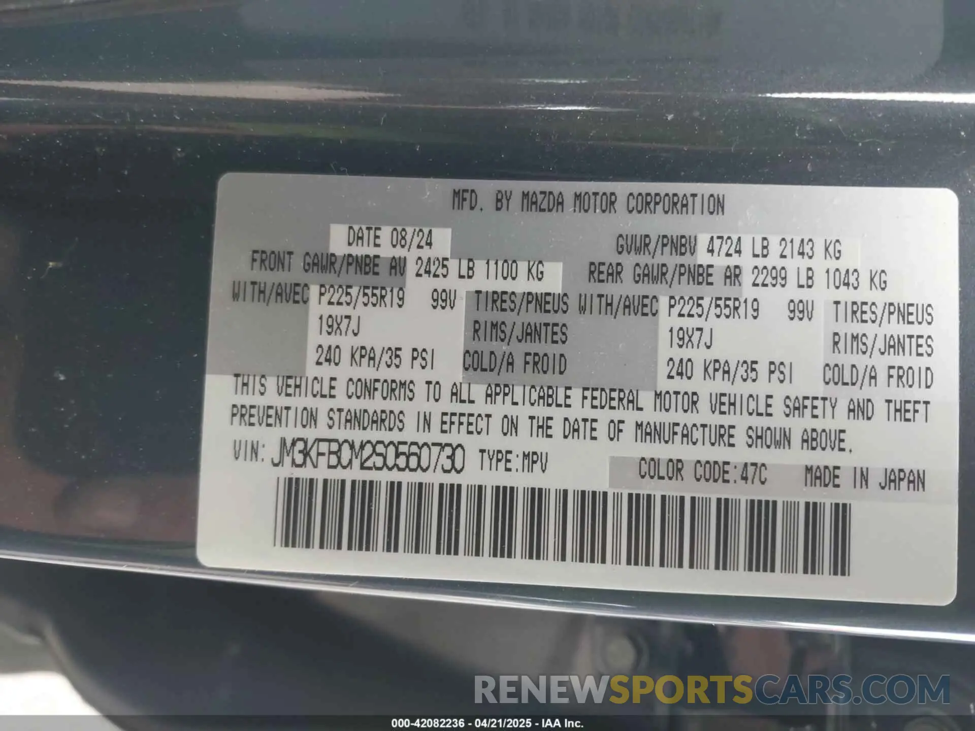 9 Photograph of a damaged car JM3KFBCM2S0560730 MAZDA CX-5 2025