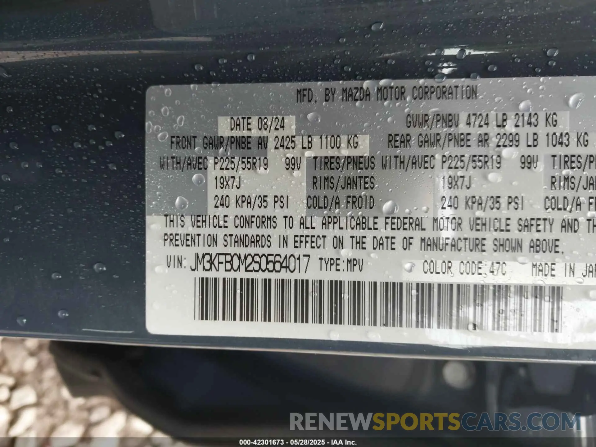 9 Photograph of a damaged car JM3KFBCM2S0564017 MAZDA CX-5 2025
