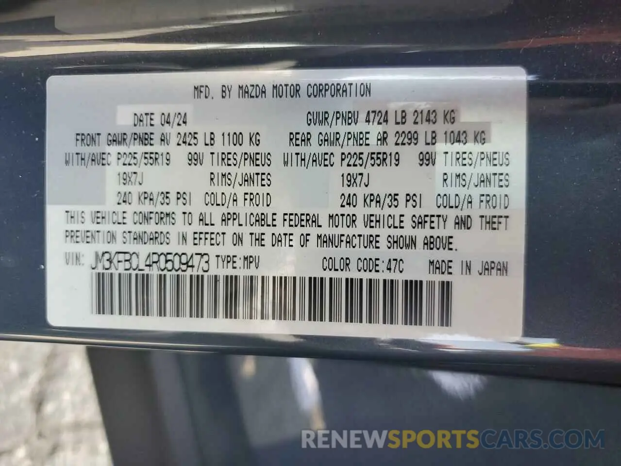 14 Photograph of a damaged car JM3KFBCL4R0509473 MAZDA CX-5 PREFE 2024