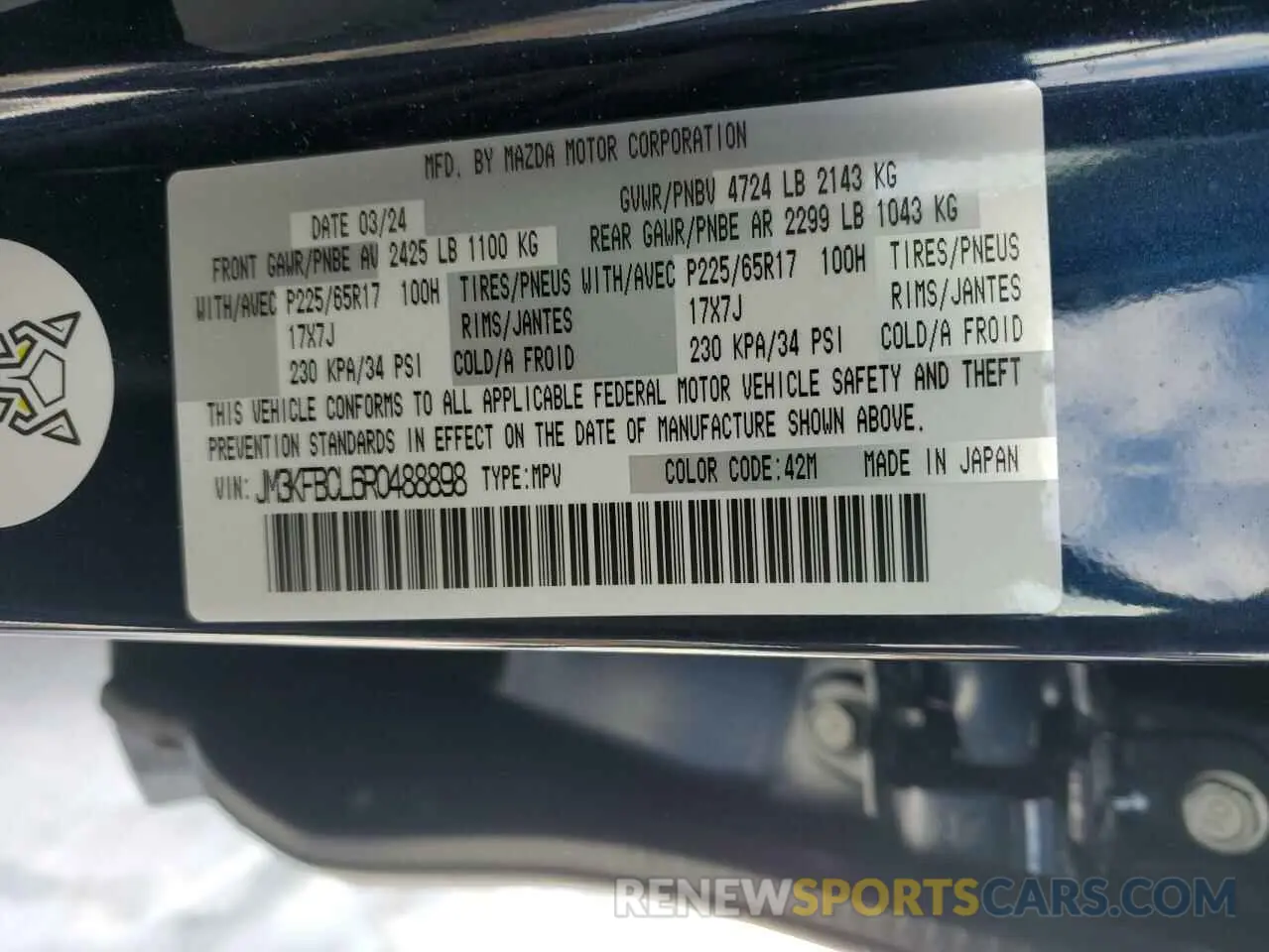 13 Photograph of a damaged car JM3KFBCL6R0488898 MAZDA CX-5 PREFE 2024