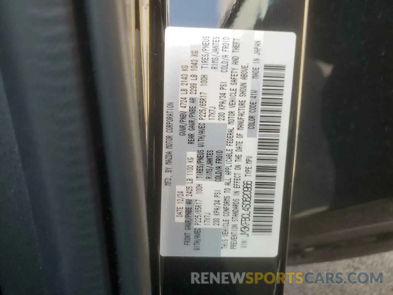 12 Photograph of a damaged car JM3KFBCL4S0620966 MAZDA CX-5 PREFE 2025