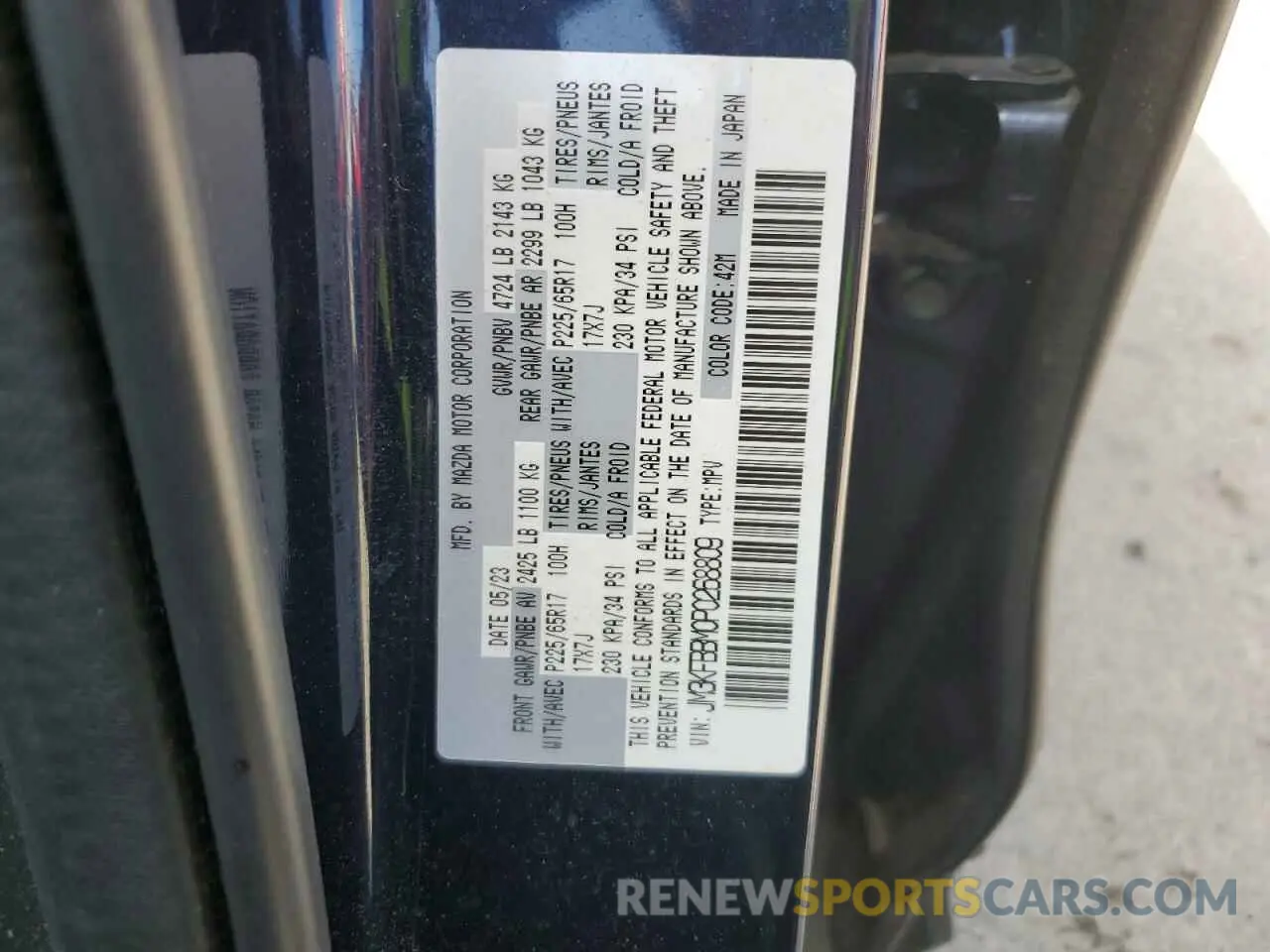 13 Photograph of a damaged car JM3KFBBM0P0268809 MAZDA CX-5 SELEC 2023