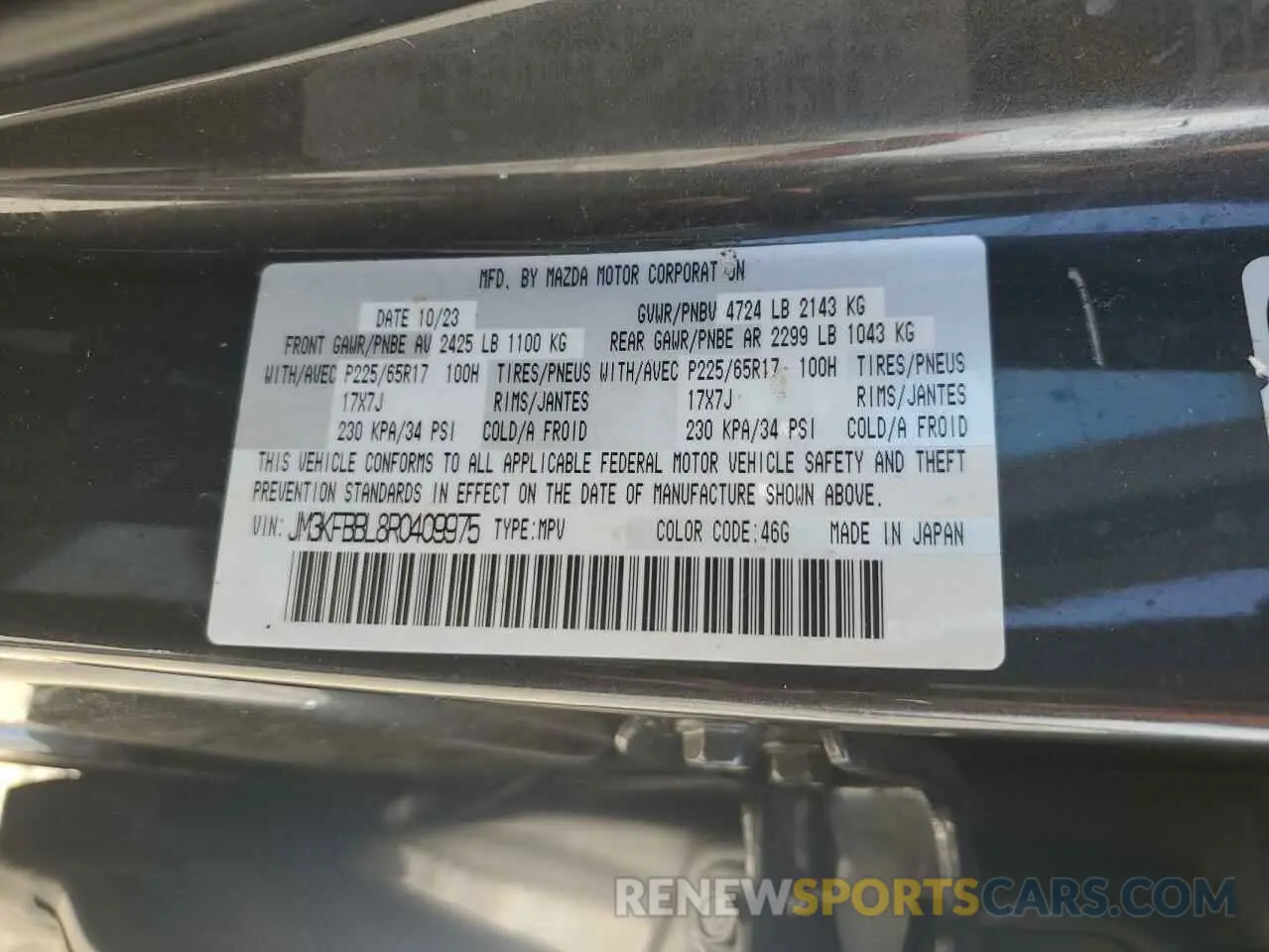 13 Photograph of a damaged car JM3KFBBL8R0409975 MAZDA CX-5 SELEC 2024