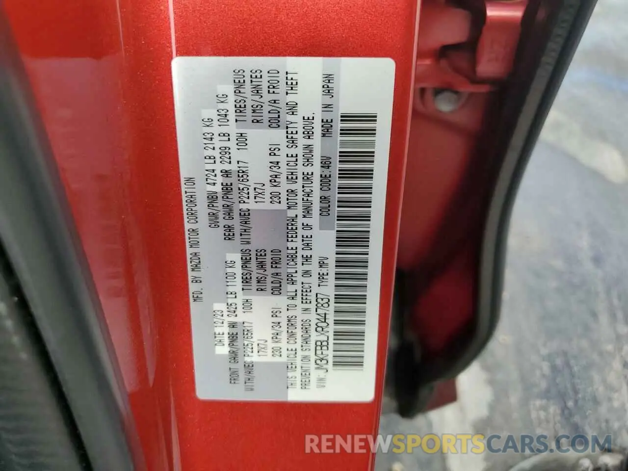 13 Photograph of a damaged car JM3KFBBLXR0447837 MAZDA CX-5 SELEC 2024