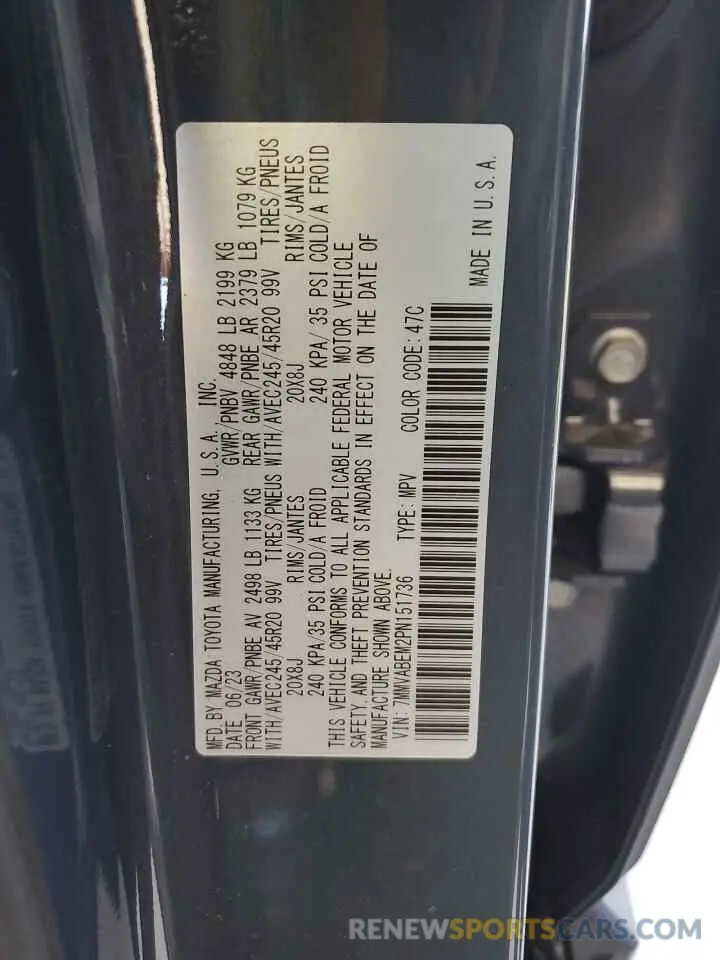 12 Photograph of a damaged car 7MMVABEM2PN151736 MAZDA CX-50 2023