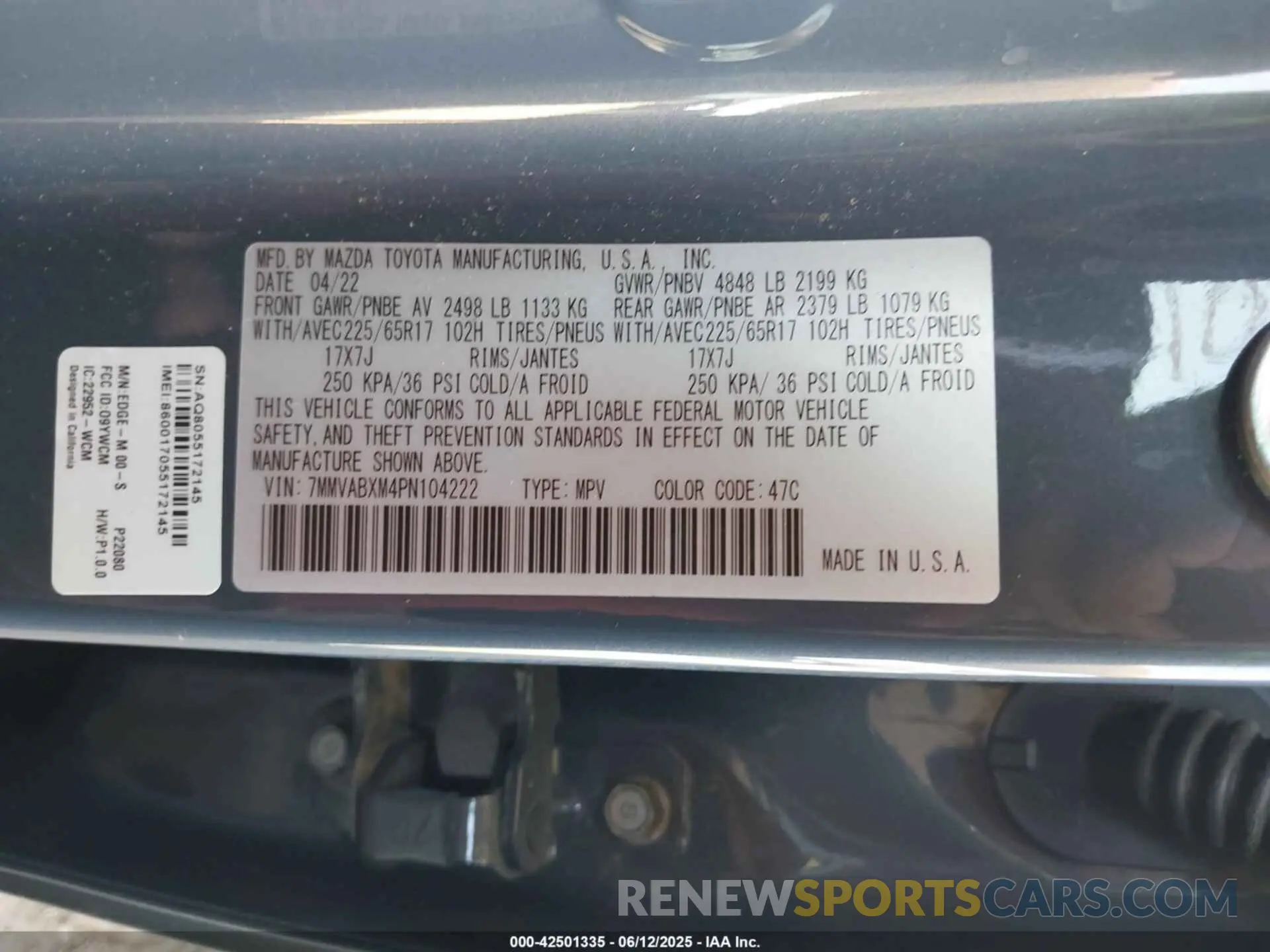 9 Photograph of a damaged car 7MMVABXM4PN104222 MAZDA CX-50 2023
