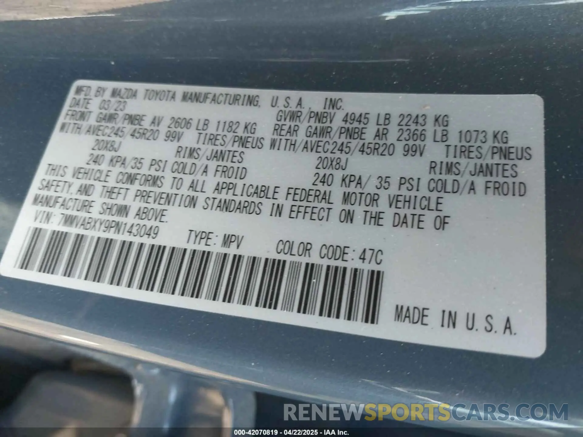 9 Photograph of a damaged car 7MMVABXY9PN143049 MAZDA CX-50 2023