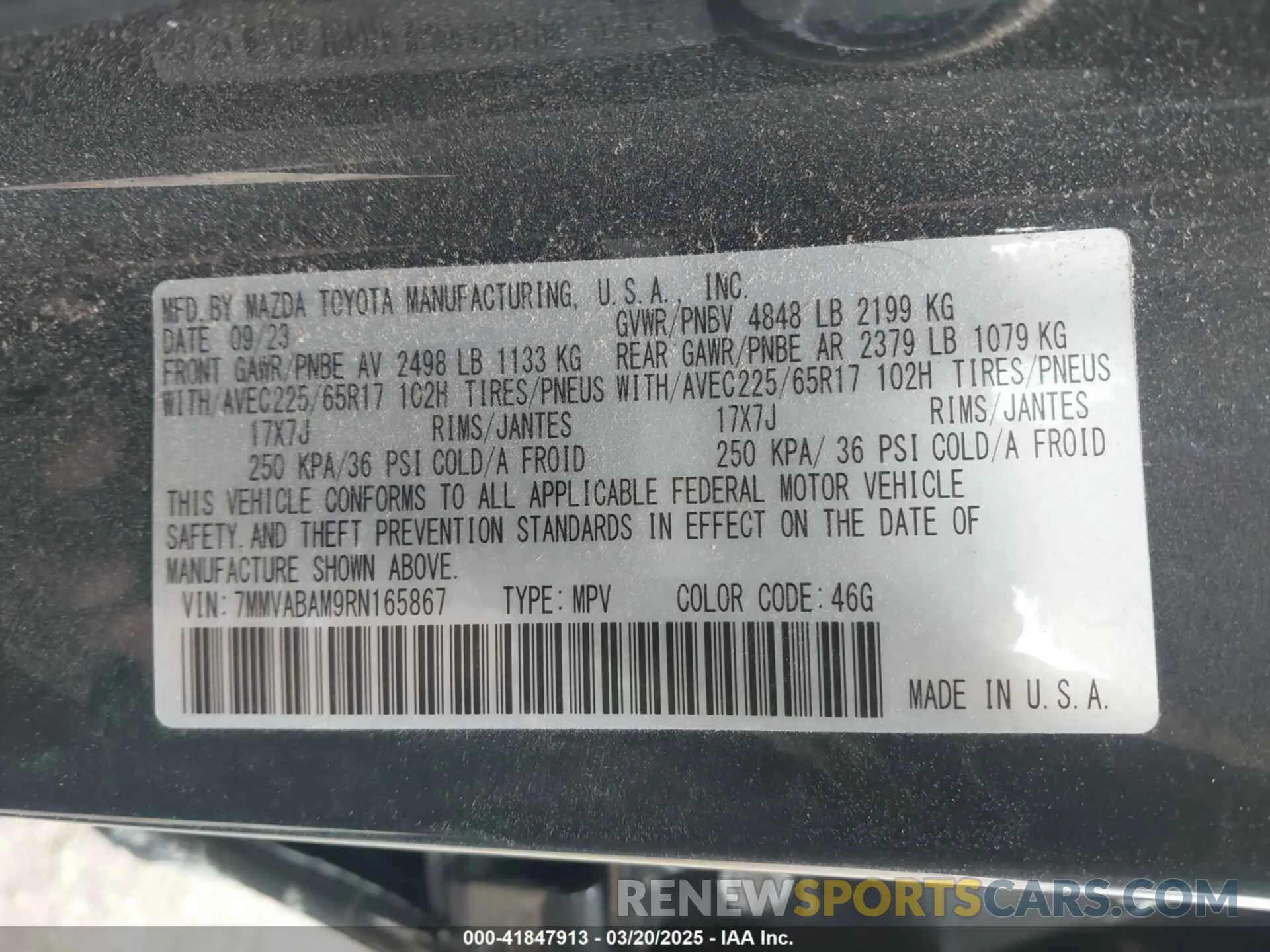 9 Photograph of a damaged car 7MMVABAM9RN165867 MAZDA CX-50 2024