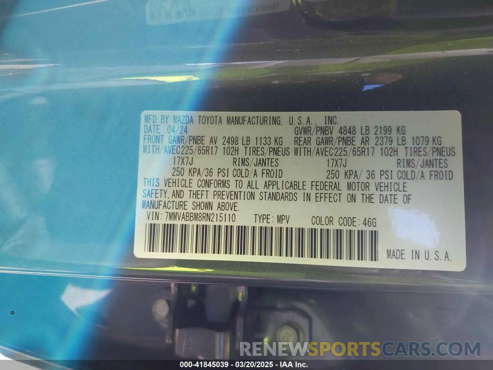 9 Photograph of a damaged car 7MMVABBM8RN215110 MAZDA CX-50 2024