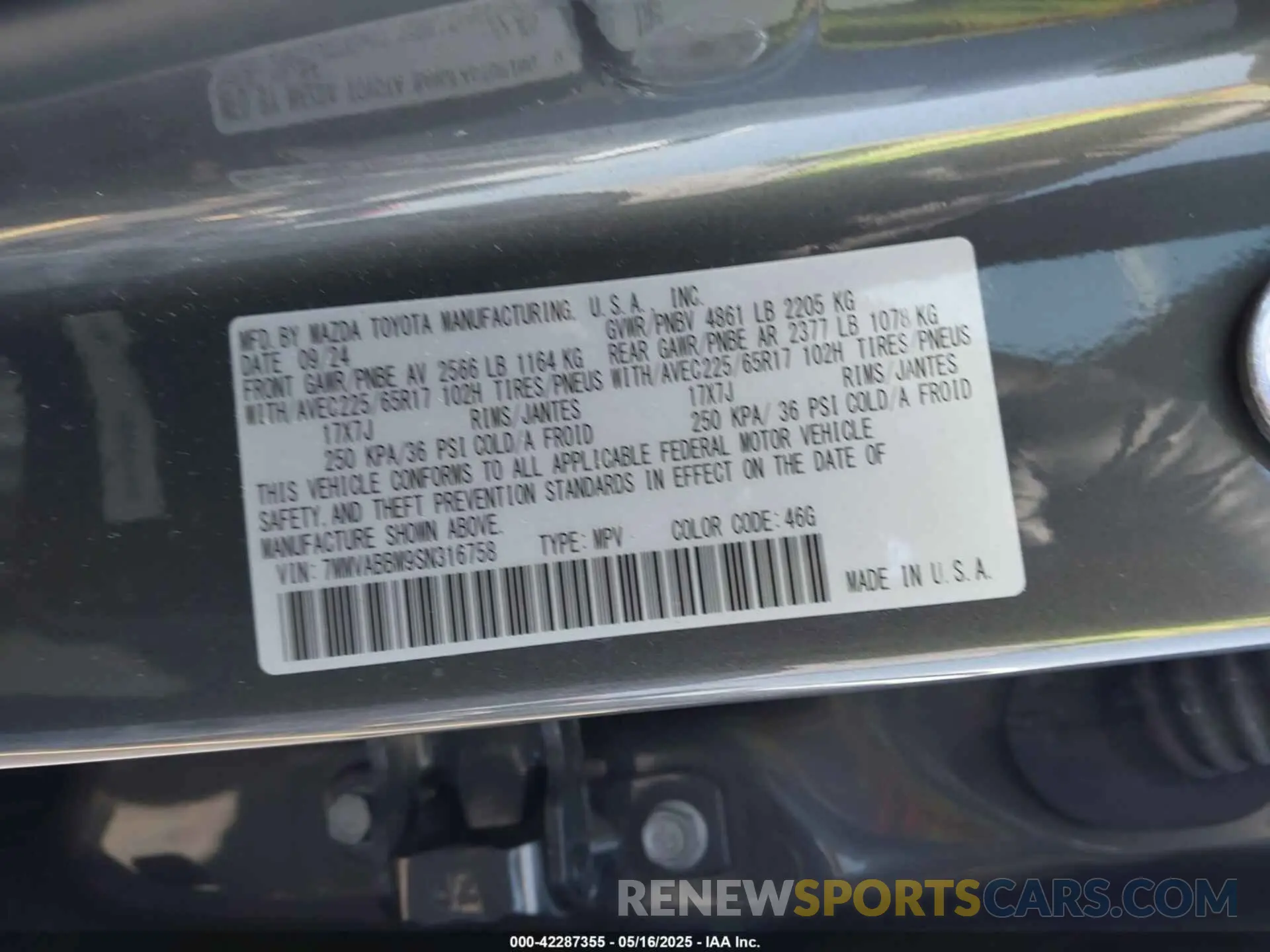 9 Photograph of a damaged car 7MMVABBM9SN316758 MAZDA CX-50 2025