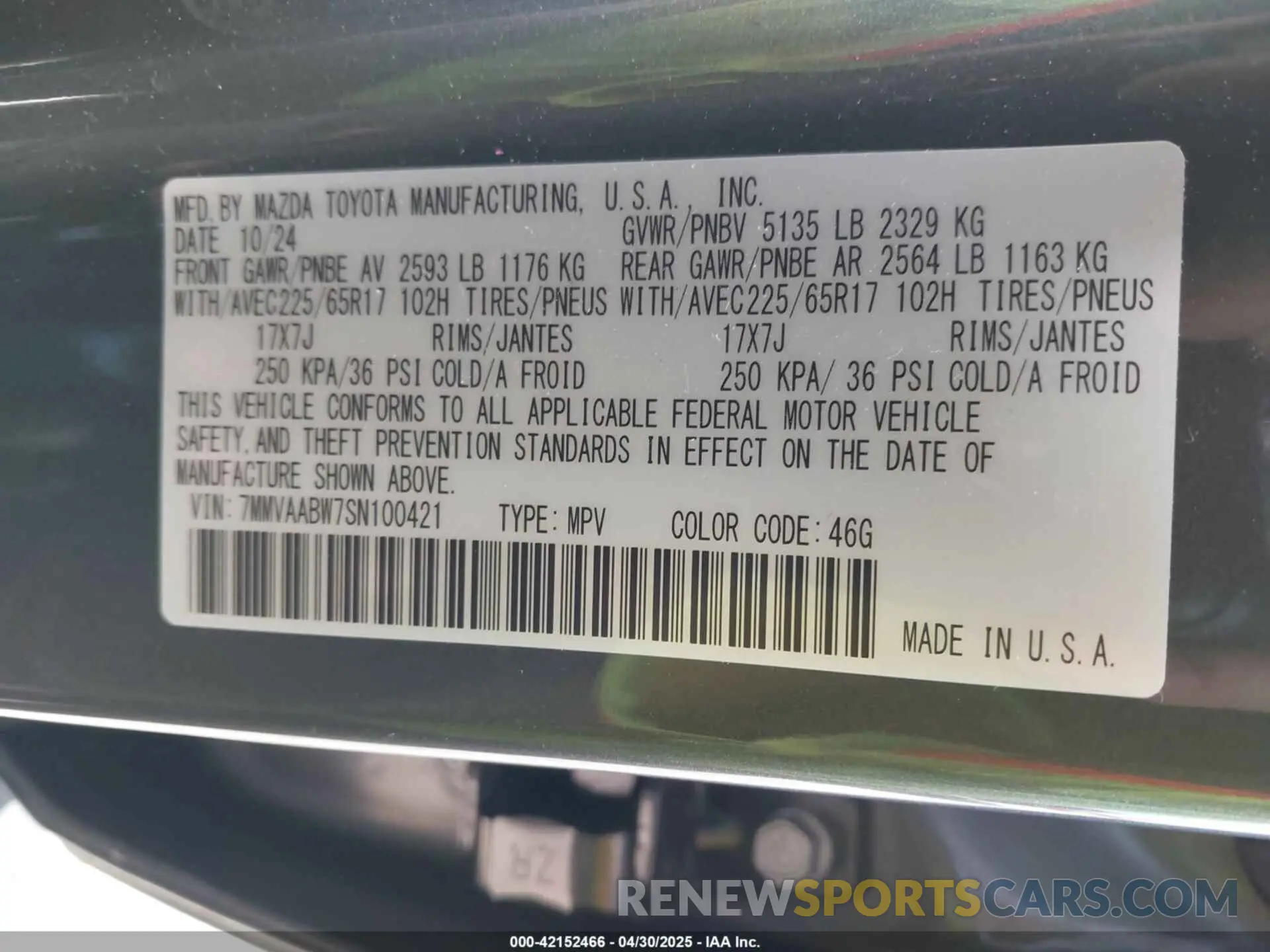 9 Photograph of a damaged car 7MMVAABW7SN100421 MAZDA CX-50 HYBRID 2025