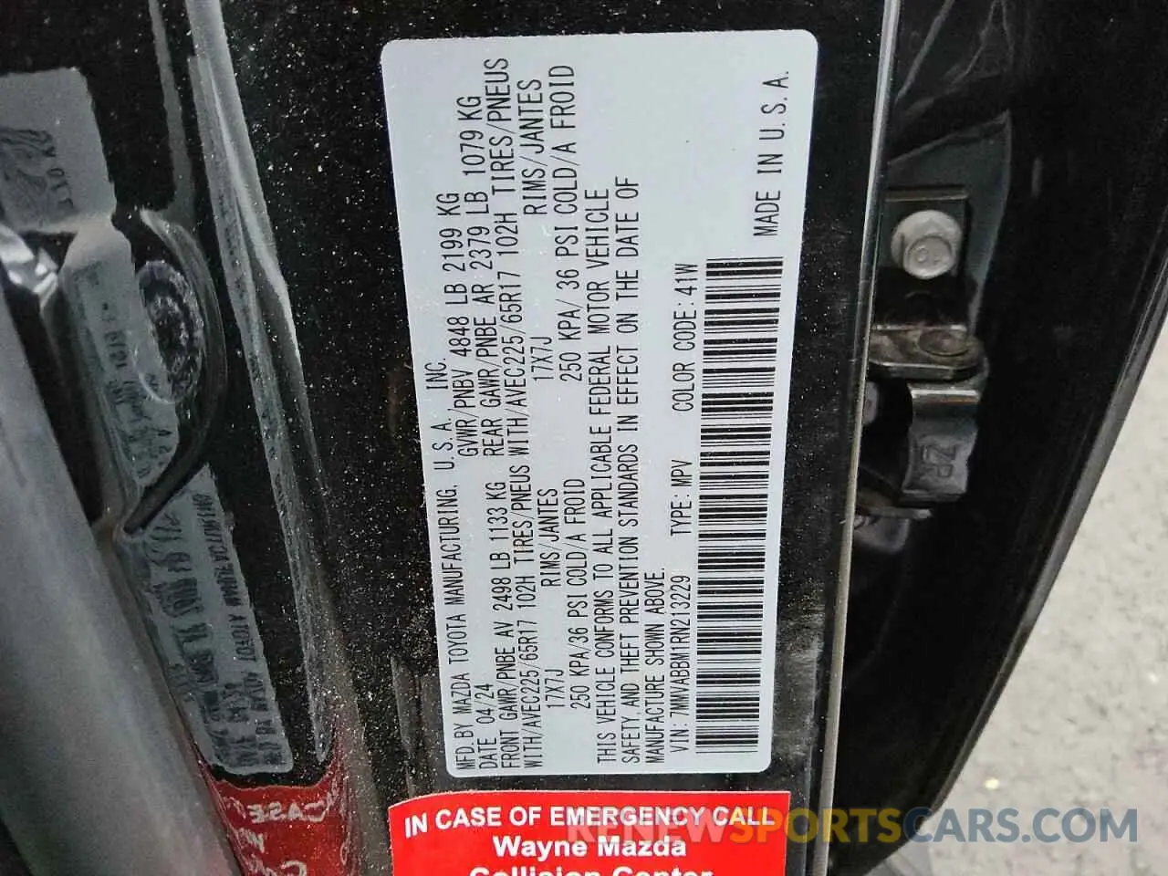 13 Photograph of a damaged car 7MMVABBM1RN213229 MAZDA CX-50 PREF 2024