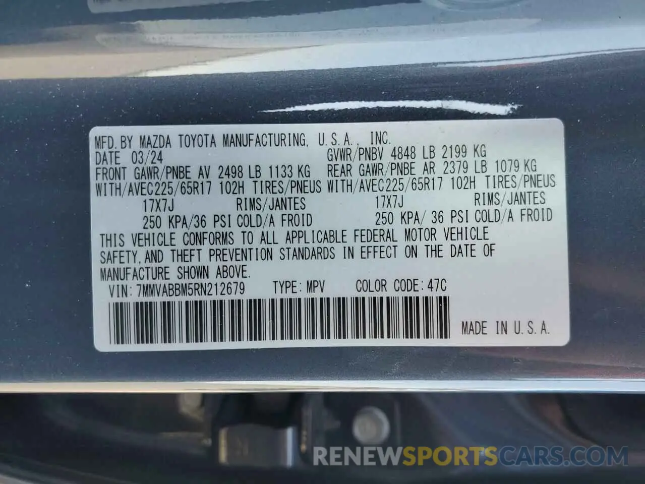 14 Photograph of a damaged car 7MMVABBM5RN212679 MAZDA CX-50 PREF 2024