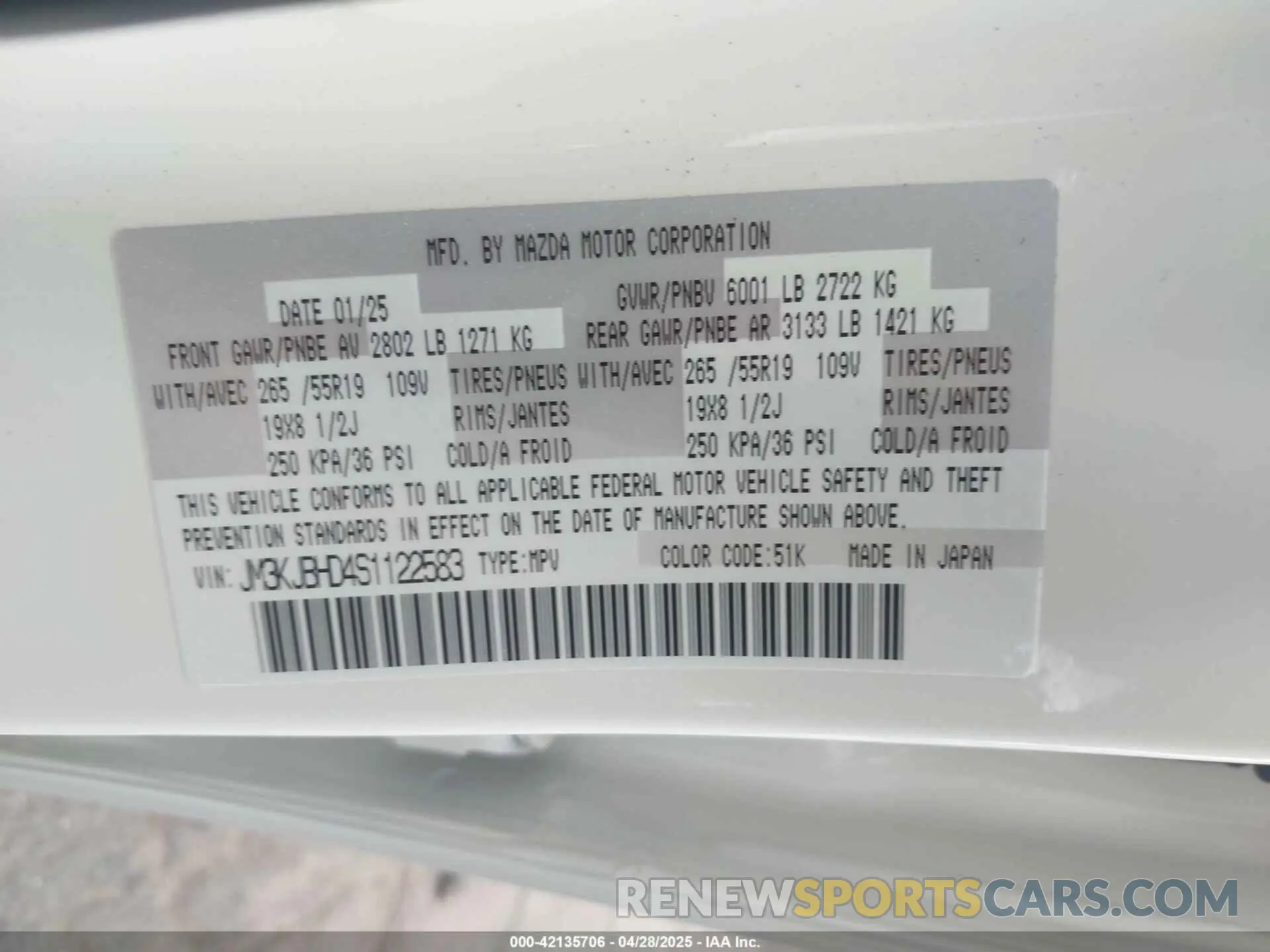 9 Photograph of a damaged car JM3KJBHD4S1122583 MAZDA CX-70 2025
