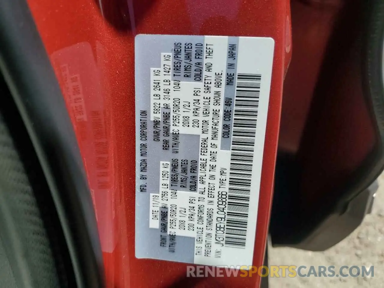 13 Photograph of a damaged car JM3TCBEY9L0409866 MAZDA CX-9 2020