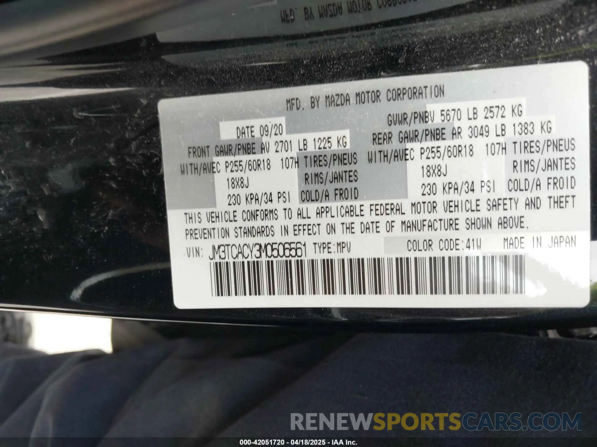 9 Photograph of a damaged car JM3TCACY3M0506561 MAZDA CX-9 2021