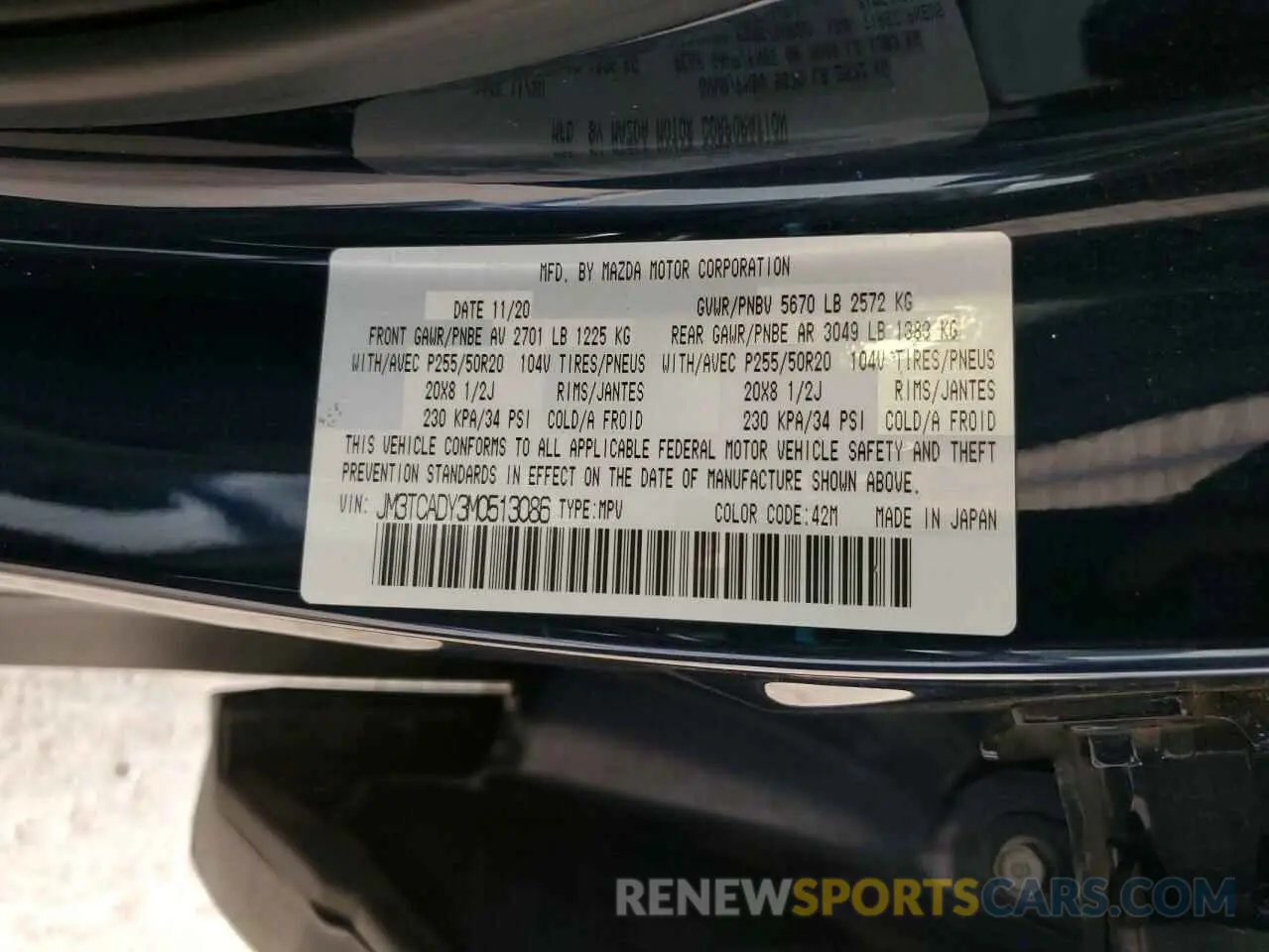 13 Photograph of a damaged car JM3TCADY3M0513086 MAZDA CX-9 2021