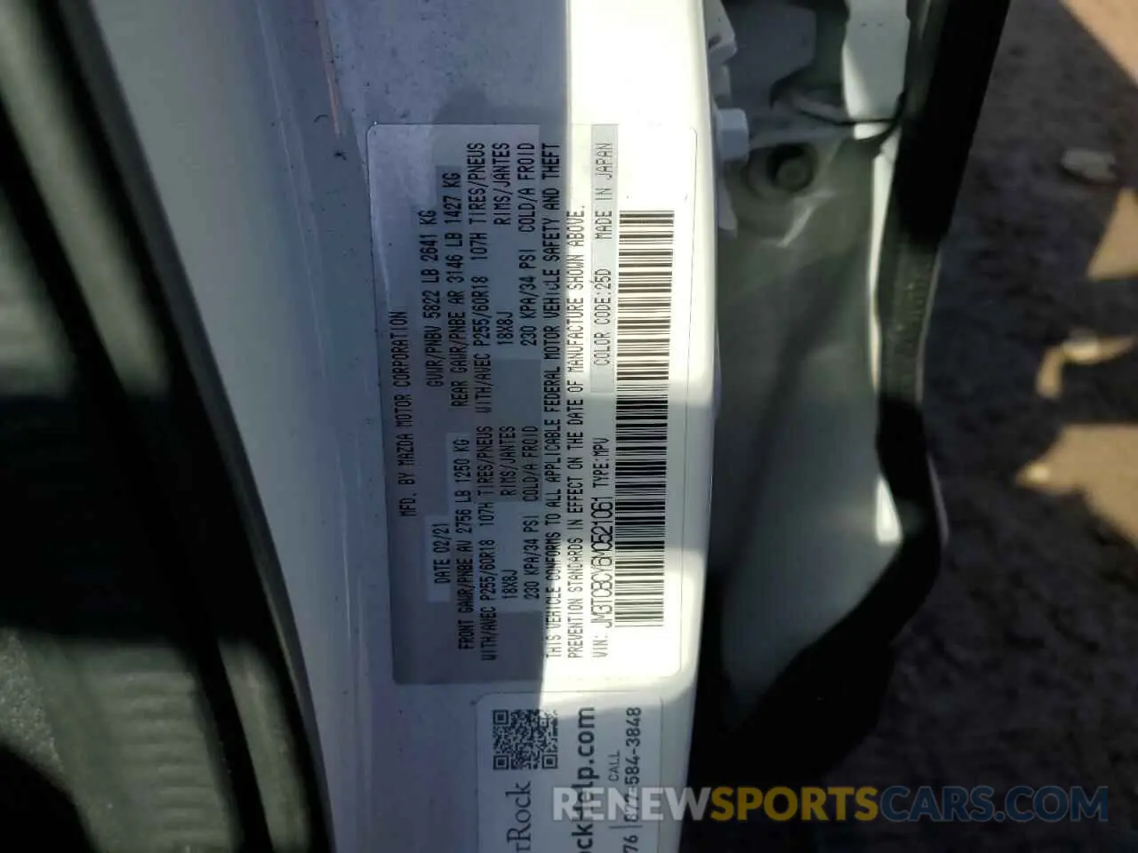 12 Photograph of a damaged car JM3TCBCY6M0521061 MAZDA CX-9 2021