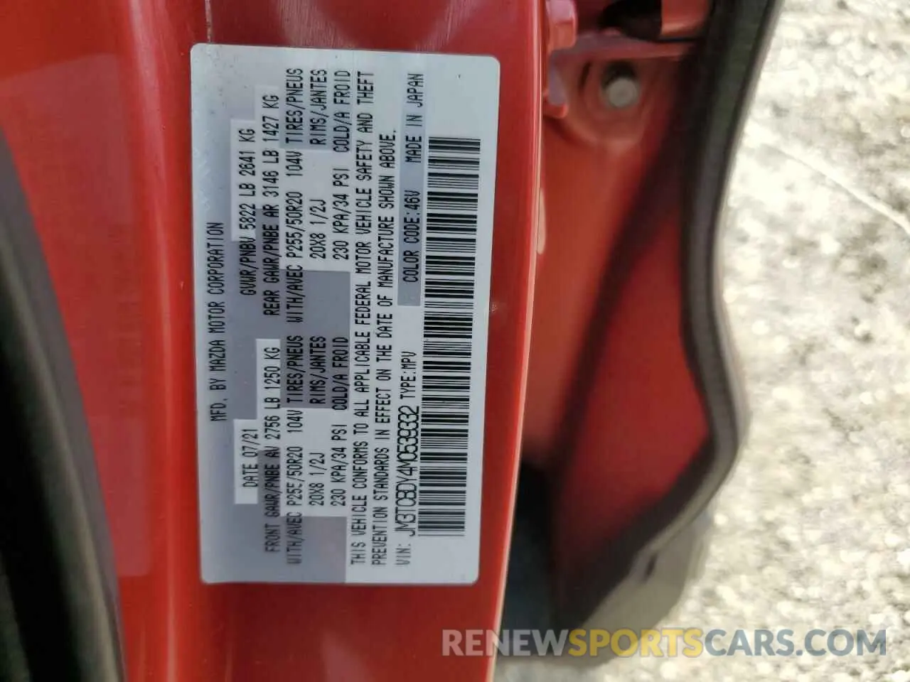 13 Photograph of a damaged car JM3TCBDY4M0539332 MAZDA CX-9 2021