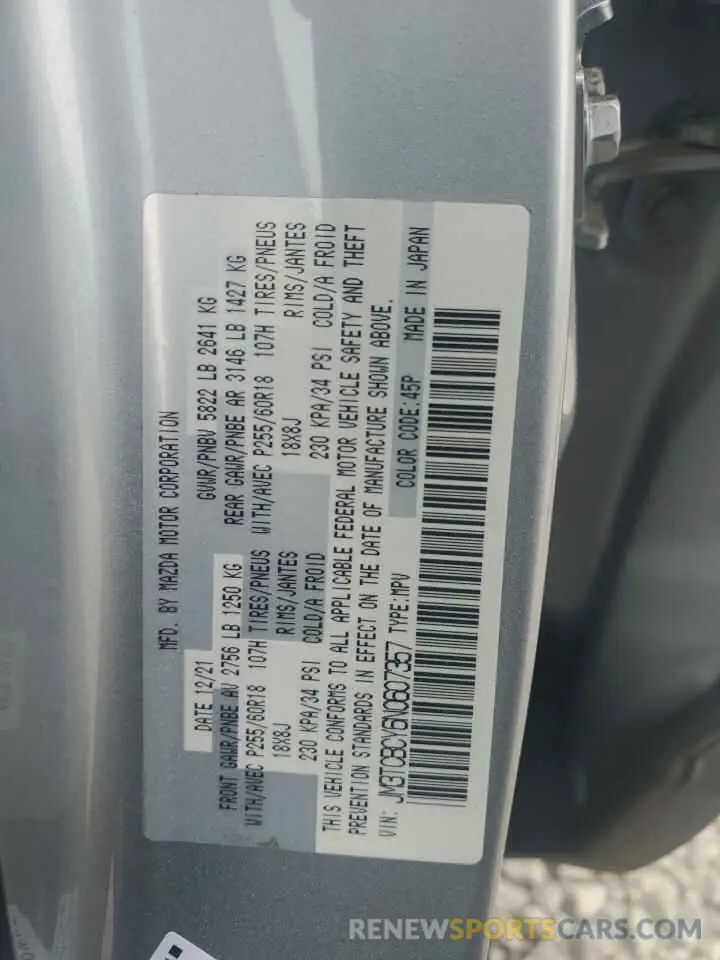 13 Photograph of a damaged car JM3TCBCY6N0607357 MAZDA CX-9 2022