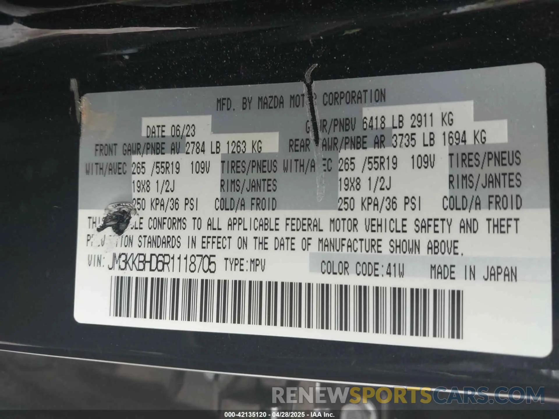 9 Photograph of a damaged car JM3KKBHD6R1118705 MAZDA CX-90 2024