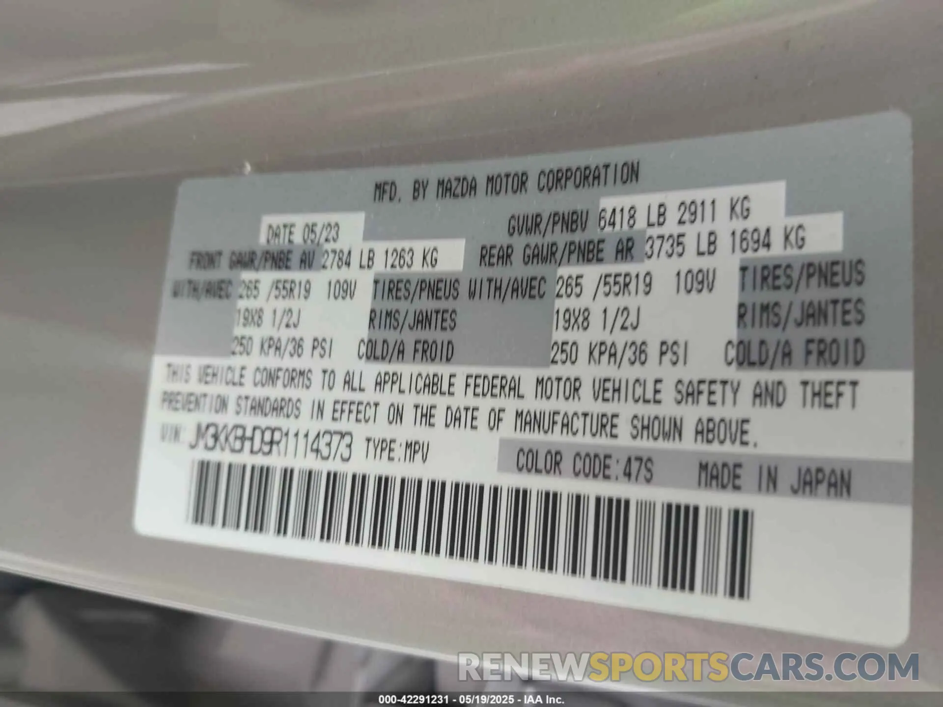 9 Photograph of a damaged car JM3KKBHD9R1114373 MAZDA CX-90 2024