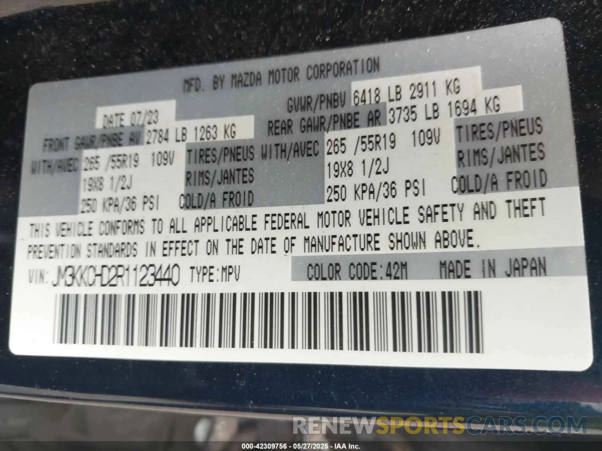 9 Photograph of a damaged car JM3KKCHD2R1123440 MAZDA CX-90 2024