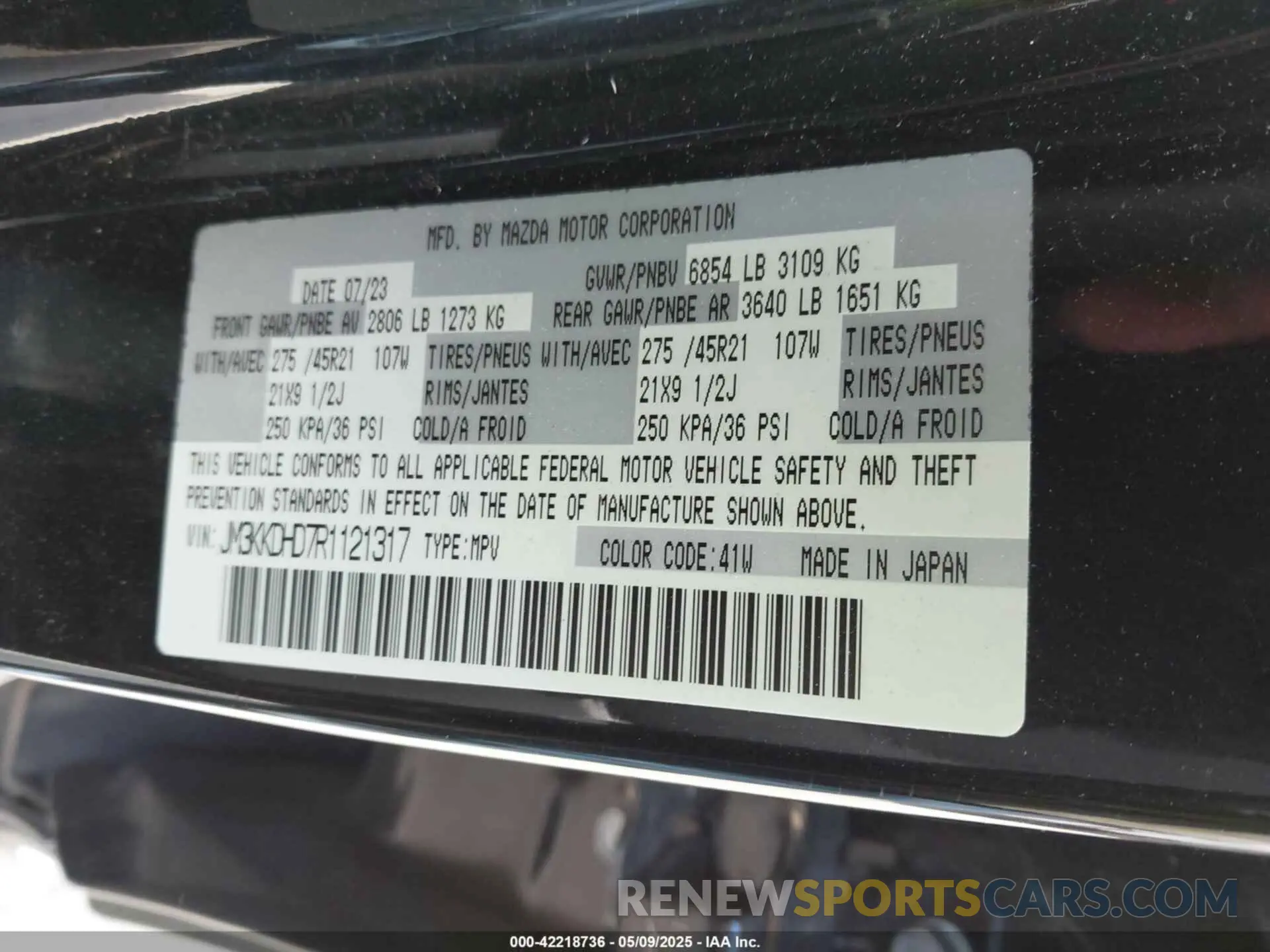 9 Photograph of a damaged car JM3KKDHD7R1121317 MAZDA CX-90 2024