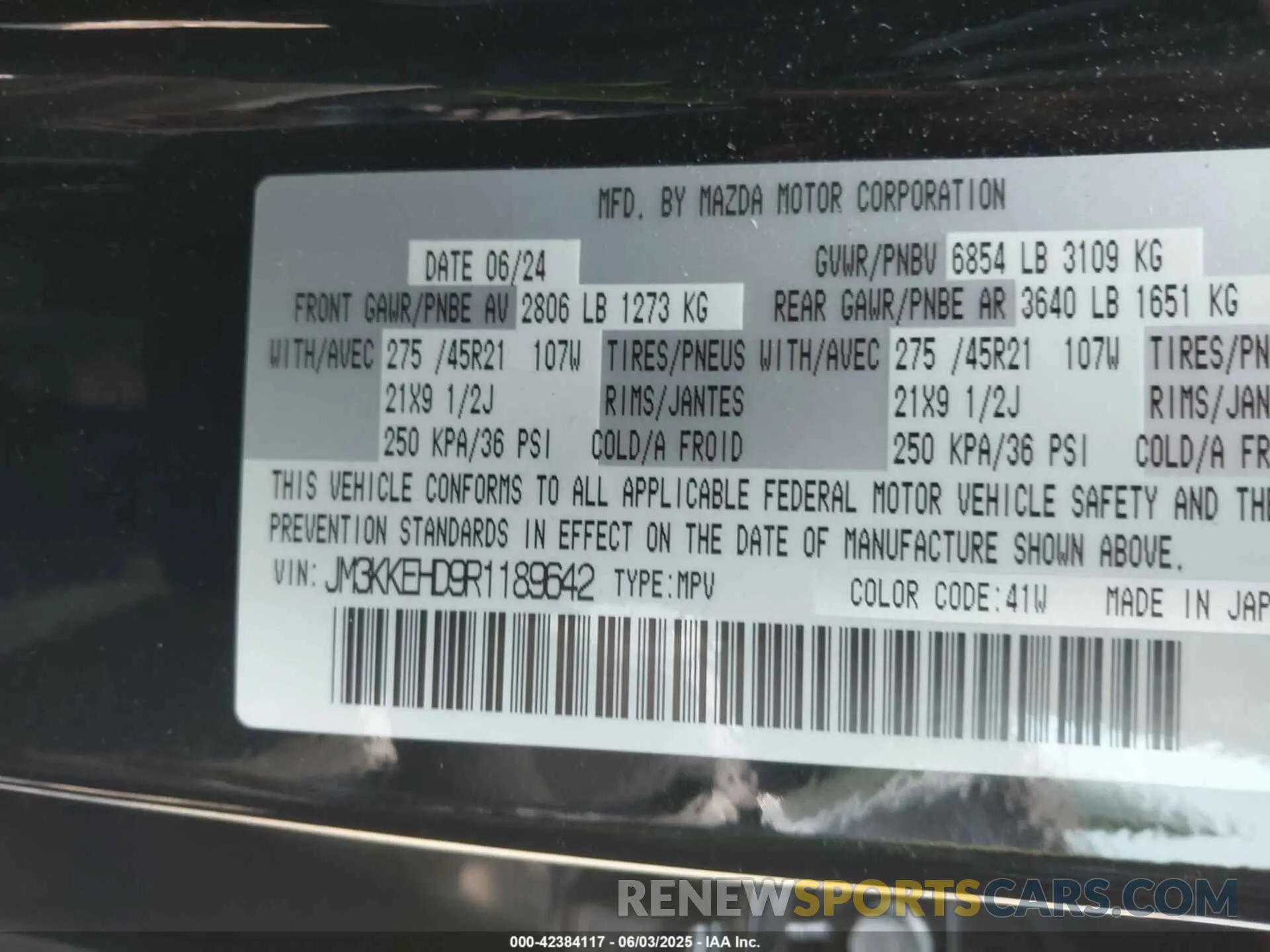 9 Photograph of a damaged car JM3KKEHD9R1189642 MAZDA CX-90 2024