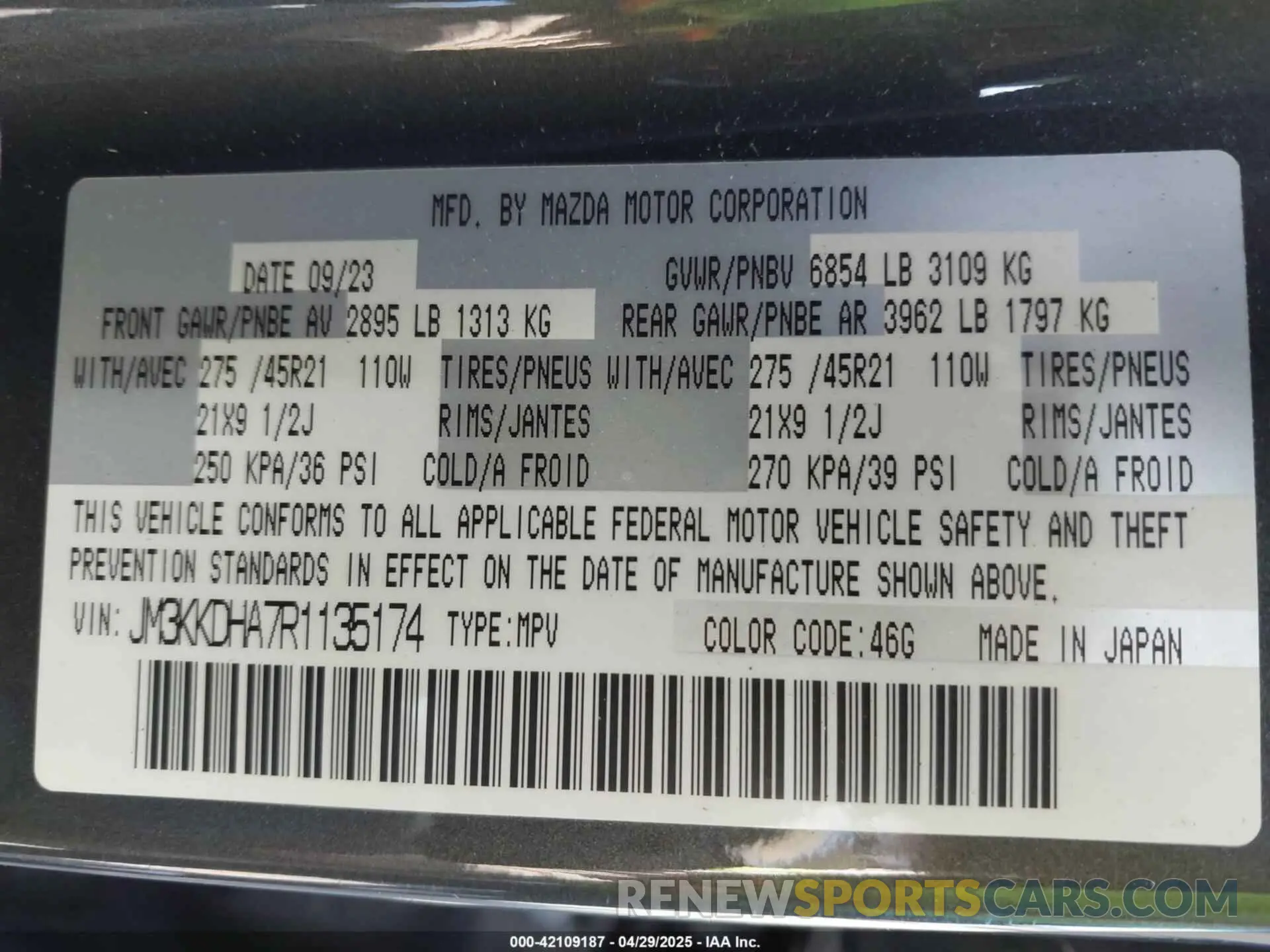 9 Photograph of a damaged car JM3KKDHA7R1135174 MAZDA CX-90 PHEV 2024