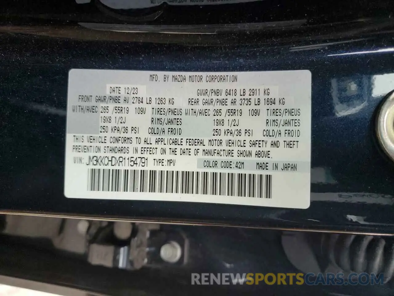 13 Photograph of a damaged car JM3KKCHDXR1154791 MAZDA CX-90 PREF 2024