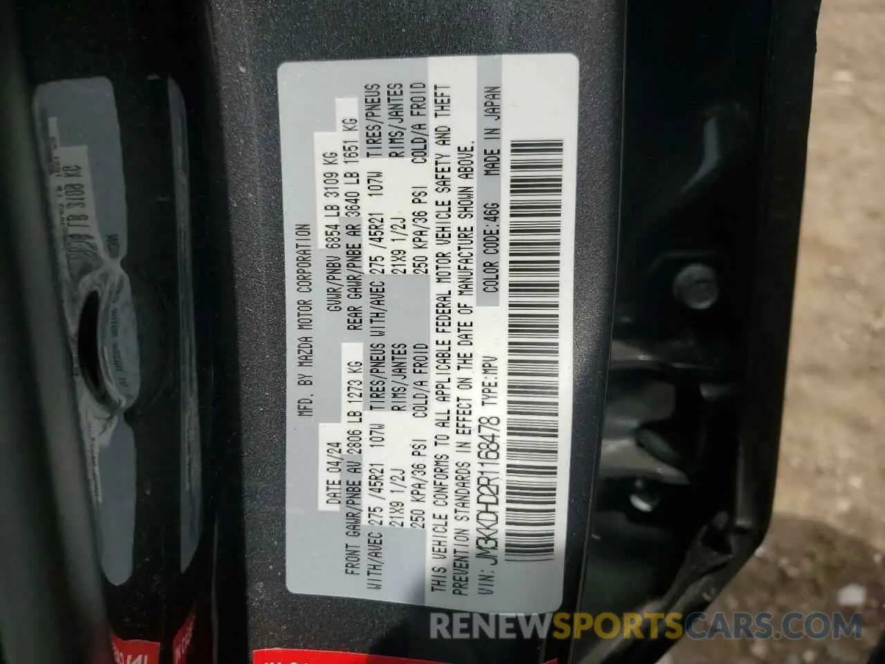 13 Photograph of a damaged car JM3KKDHD2R1168478 MAZDA CX-90 PREM 2024
