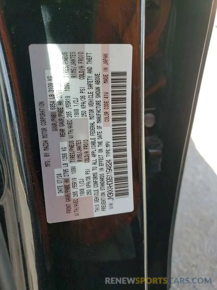 13 Photograph of a damaged car JM3KKAHD9S1194824 MAZDA CX-90 SELE 2025