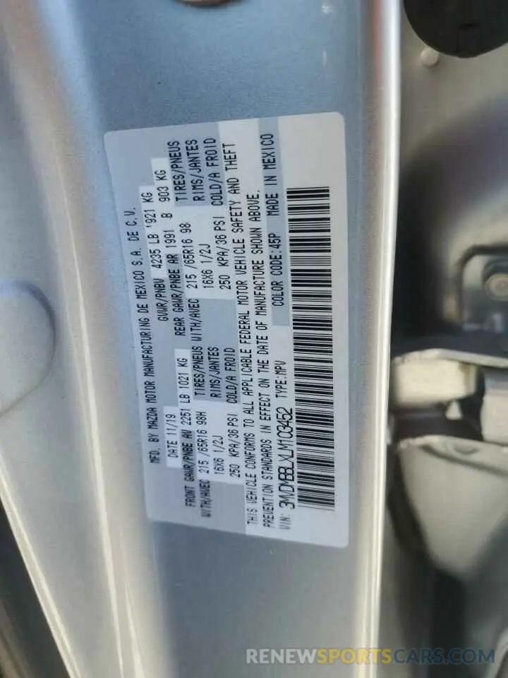 14 Photograph of a damaged car 3MVDMBBLXLM103452 MAZDA CX30 2020
