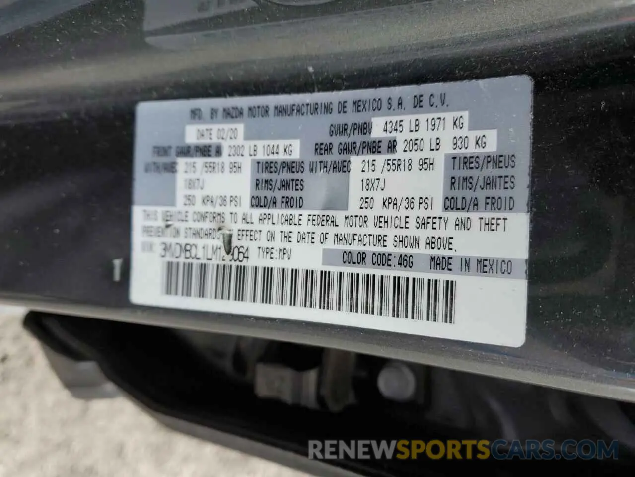 12 Photograph of a damaged car 3MVDMBCL1LM129064 MAZDA CX30 2020