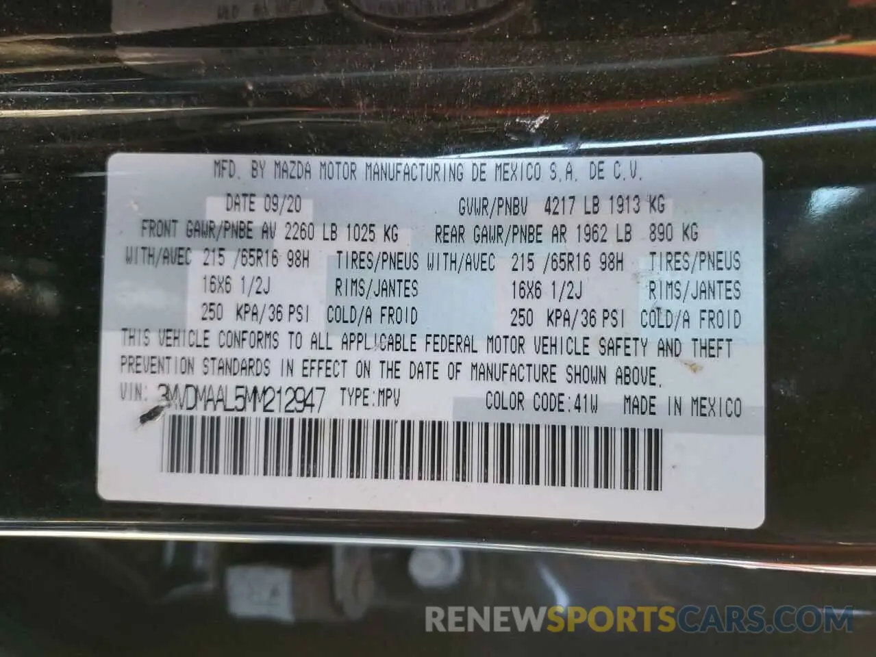 15 Photograph of a damaged car 3MVDMAAL5MM212947 MAZDA CX30 2021