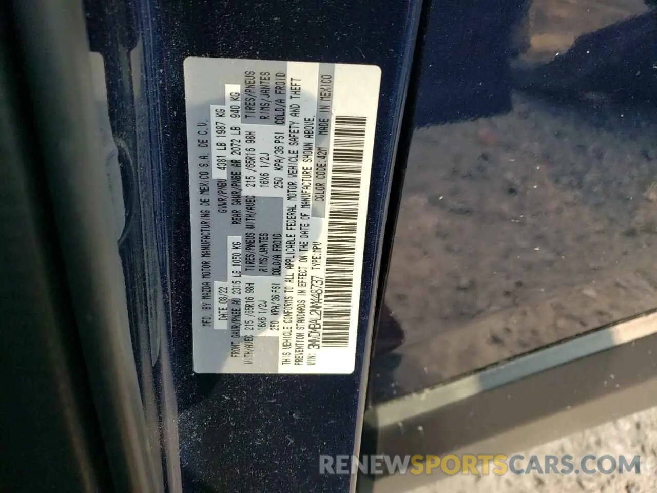 13 Photograph of a damaged car 3MVDMBAL2NM448737 MAZDA CX30 2022