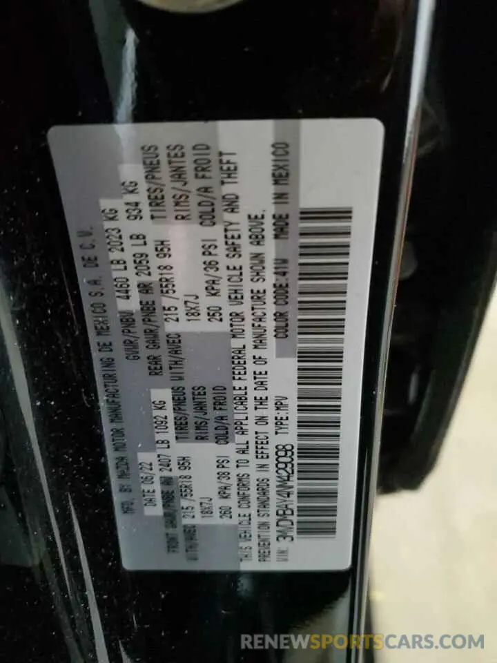 14 Photograph of a damaged car 3MVDMBAY4NM429098 MAZDA CX30 2022