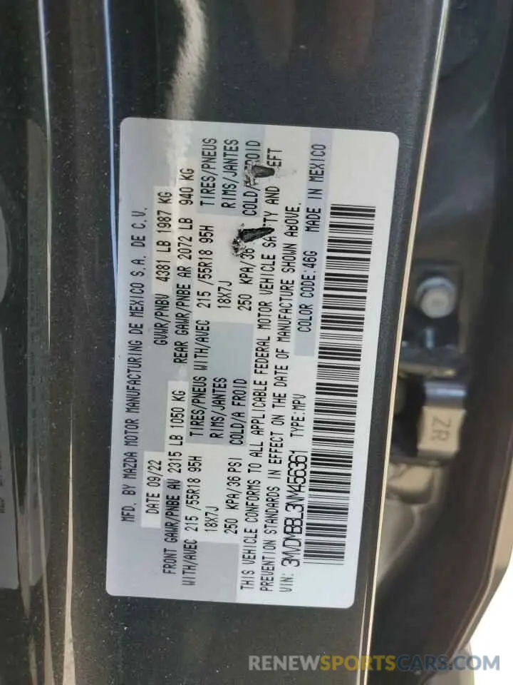 13 Photograph of a damaged car 3MVDMBBL3NM456361 MAZDA CX30 2022