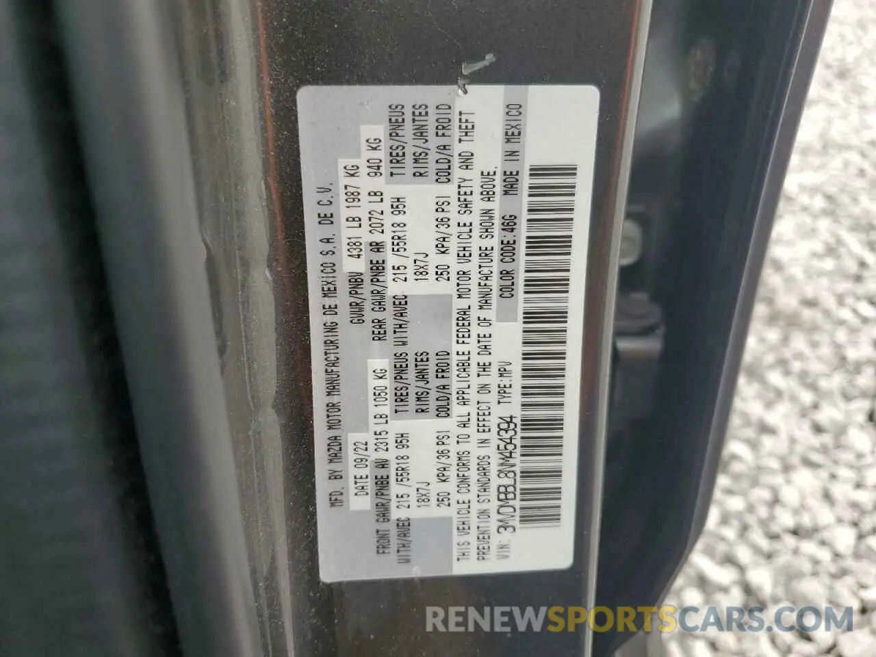 14 Photograph of a damaged car 3MVDMBBL8NM454394 MAZDA CX30 2022