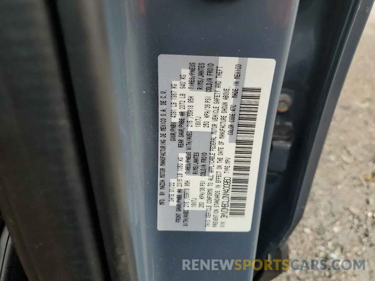13 Photograph of a damaged car 3MVDMBCL0NM400960 MAZDA CX30 2022
