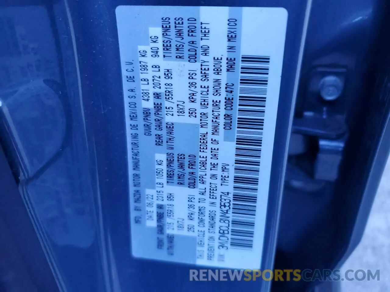 13 Photograph of a damaged car 3MVDMBCL8NM435374 MAZDA CX30 2022